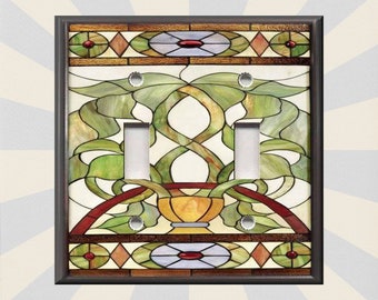 Stained Glass Pattern Home Decor - Art Nouveau Decor Metal Light Switch Plate Cover - Light Switch & Outlet Covers - Free Shipping