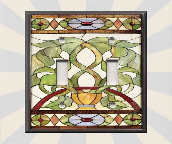 Metal Light Switch Plate Cover Art Nouveau Decor Stained Glass Pattern Home Decor Wallplates Outlets Rocker Triple Free Shipping Metal Light Switch Plate Cover Art Nouveau Decor Stained Glass Pattern Home Decor Wallplates Outlets Rocker Triple Free Shipping