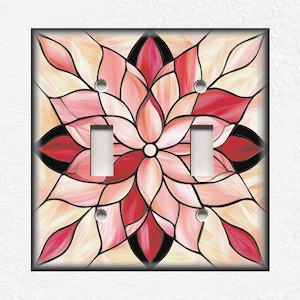 Stained Glass Design Home Decor Decorative Metal Light Switch Plate Cover Pink Vintage Art Nouveau Switch Plates And Outlets - Free Shipping