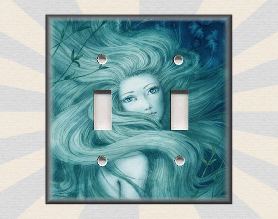 Metal Light Switch Cover Wall Plate Home Decor TEAL MERMAID 