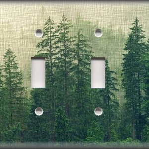 Tree Forest Decor Pine Tree Rustic Decor - Nature Forest Trees Metal Light Switch & Outlet Covers - Home Decor Quadruple Toggle