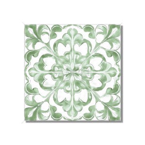 Green And White Decorative Ceramic Tile - Kitchen Tile Green Backsplash - Bathroom Tile - Unique Patterned Fireplace Tile - Free Shipping