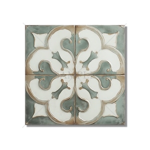 Aged Sage Green Ceramic Tile - Vintage Aged Design Tile - Unique Green Kitchen Backsplash Tile - Unique Bathroom Tile - Green Accent Tiles