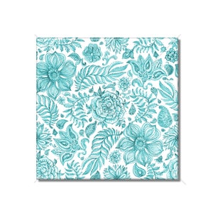 Lotus Flower Turquoise And White Ceramic Tile - Bathroom Wall Tile - Decorative Kitchen Backsplash Tile - Floral Ceramic Tile