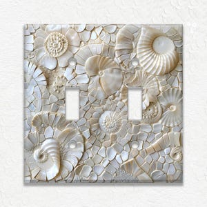 Beach Shell Art Design Metal Switch Plate Covers And Outlet Covers - Decorative Beach Matching Wall Plates And Outlet Covers - Free Shipping