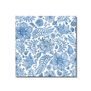 Lotus Flower Blue And White Ceramic Tile - Bathroom Wall Tile - Decorative Kitchen Backsplash Tile - Floral Ceramic Tile Home Decor