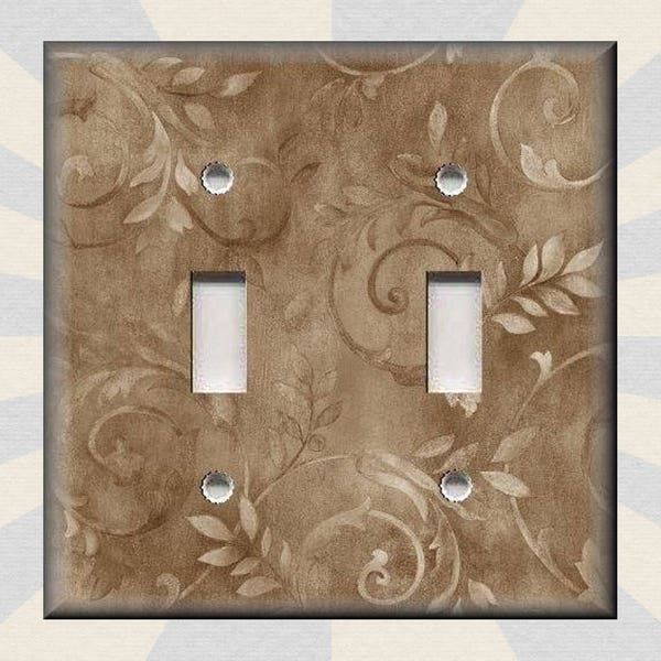 Wispy Floral Branches Brown Tan Home Decor Floral Home Decor - Metal Light Switch Plate Cover - Switch Plates Outlet Covers - Free Shipping