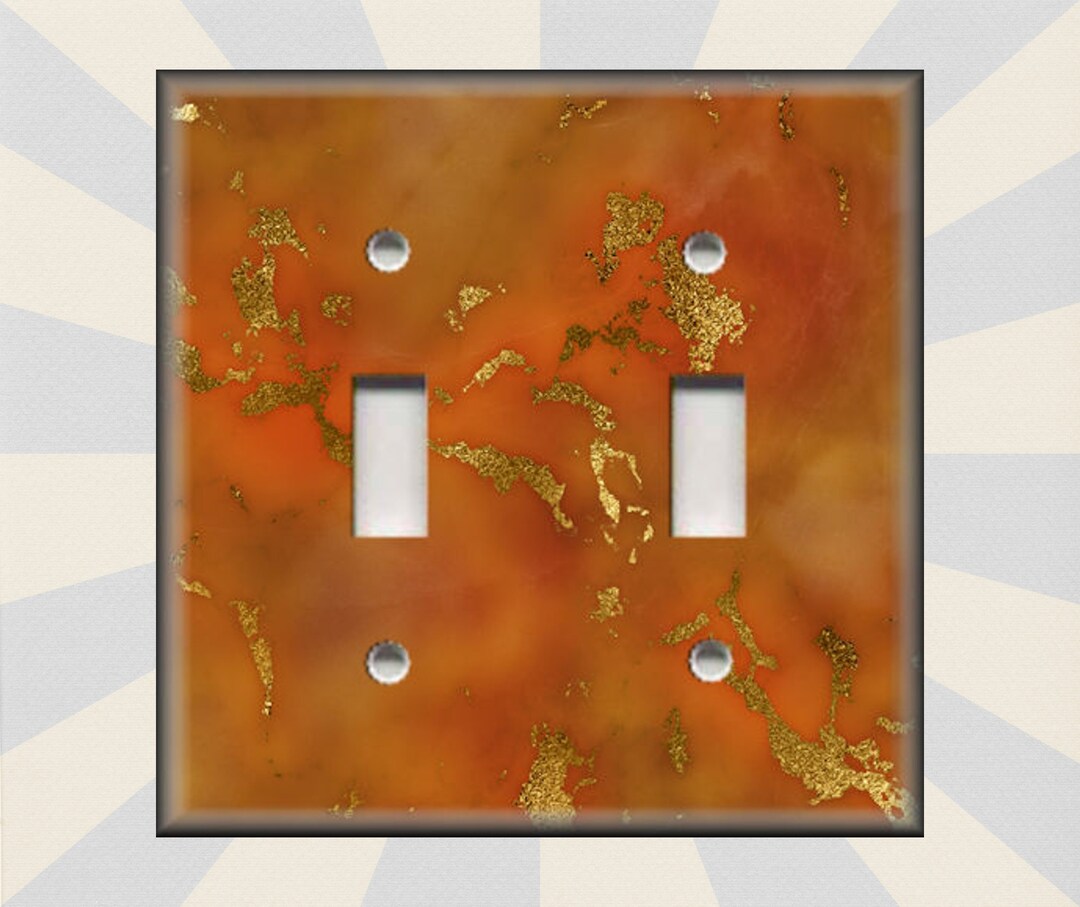 Marble Stone Design Orange and Gold Decor Metal Light Switch Cover
