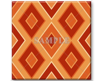 Orange Diamond Patterned Tile  Ceramic Accent Tile - Backsplash Tile Kitchen Tile Bathroom Tile Made In The USA 4x4 Tile Or 6x6