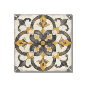 Antique Beige And Gold Patterned Ceramic Tile - Kitchen Backsplash - Beige Patterned Bathroom Tile - Vintage Design Beige Fireplace Tiles