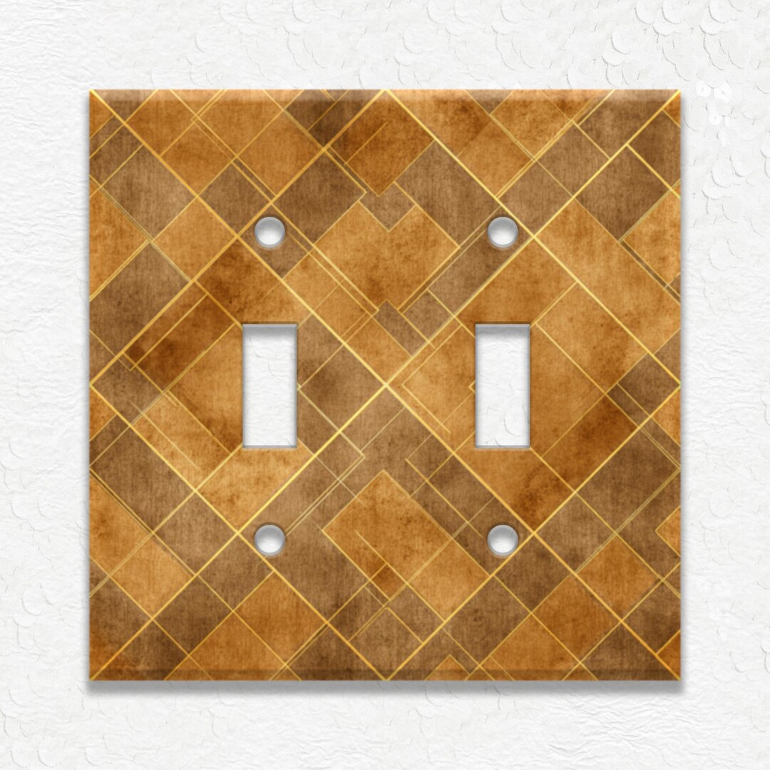 Abstract Art Geometric Gold Tan Design Metal Light Switch Covers and ...