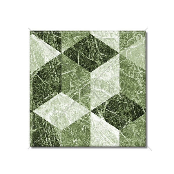 Illusion Cube Design Ceramic Tile - Green Decorative Patterned Ceramic Tile Kitchen Backsplash Tile - Bathroom Ceramic Marble Tiles