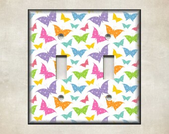 Bright Colored Butterflies - Metal Light Switch Cover - Decorative Switch Plate Covers And Outlet Covers - Luna Gallery - Free Shipping