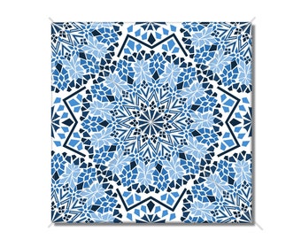 Blue Medallion Vintage Ceramic Tile Design Kitchen Backsplash Tile - Bathroom Tile - Ceramic Accent Tile Backsplash Tile Fireplace Tile