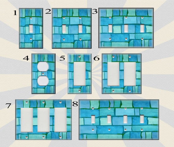 Metal Light Switch Plate Cover Mosaic Tile Swirl Aqua Blue Decor Mosaic Decor 