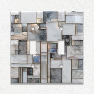 Gray Stained Glass Design Metal Light Switch Covers and Outlet Covers - Decorative Gray Switch Plates Receptacle Covers - Gray Wall Plates
