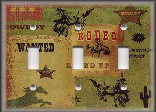 Western Home Decor Country Decor Metal Light Switch Plate Cover Rodeo Cowboy 