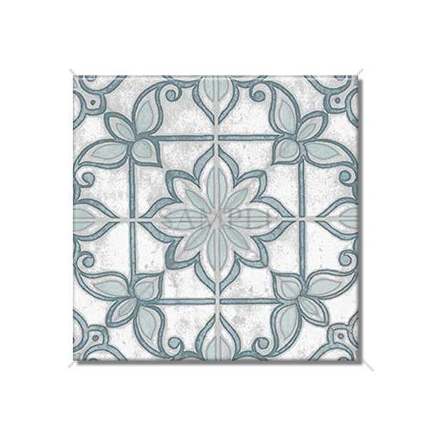 Blue Gray Ceramic Tile - Vintage Moroccan Tile Design - Kitchen Backsplash Tile - Bathroom Wall Tile - Patterned Ceramic Tile Home Decor