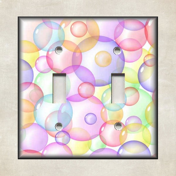 Colorful Soap Bubbles Bathroom Decor - Metal Light Switch Cover - Switch Plate Covers And Outlet Covers - Luna Gallery - Free Shipping