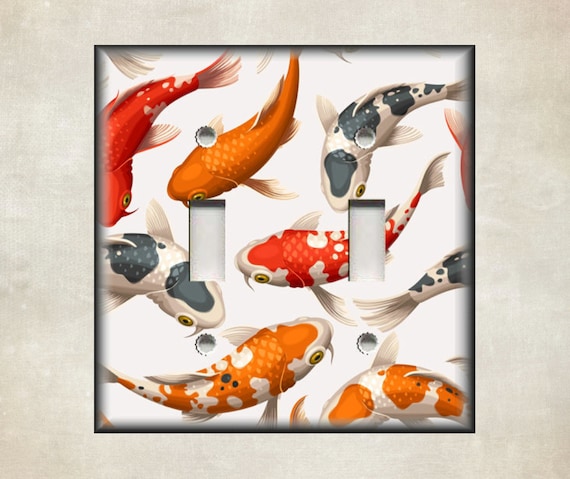 Koi Fish Switch Plate Cover Metal Light Switch Cover Switch Plate Covers  and Outlet Covers Zen Koi Fish Decor Free Shipping 