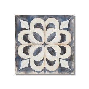 Blue Gray Beige Ceramic Tile - Vintage Aged Design Tile Backsplash - Blue Kitchen Tile - Unique Fireplace Tile - Patterned Bathroom Tile