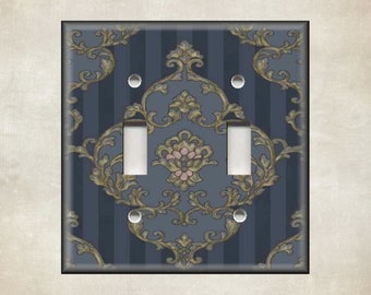 Victorian Switch Plate - Dark Blue Victorian Decor - Decorative Metal Switch Plate Covers And Outlet Covers Luna Gallery Home Decor
