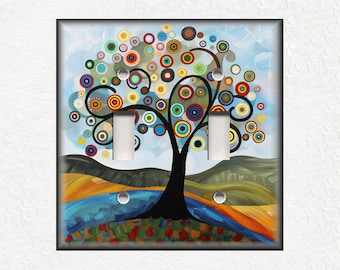 Funky Tree Art Design Metal Light Switch Plate Covers And Outlet Covers - Decorative Switch Plate Covers - Funky Tree Home Decor