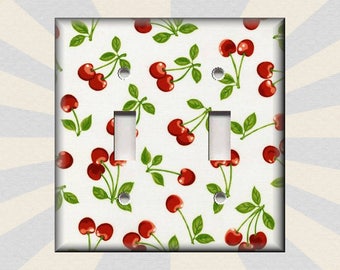 Red Cherries Switch Plate Covers - Cherry Kitchen Decor - Metal Light Switch Plate Cover - Light Switch & Outlet Covers - Free Shipping