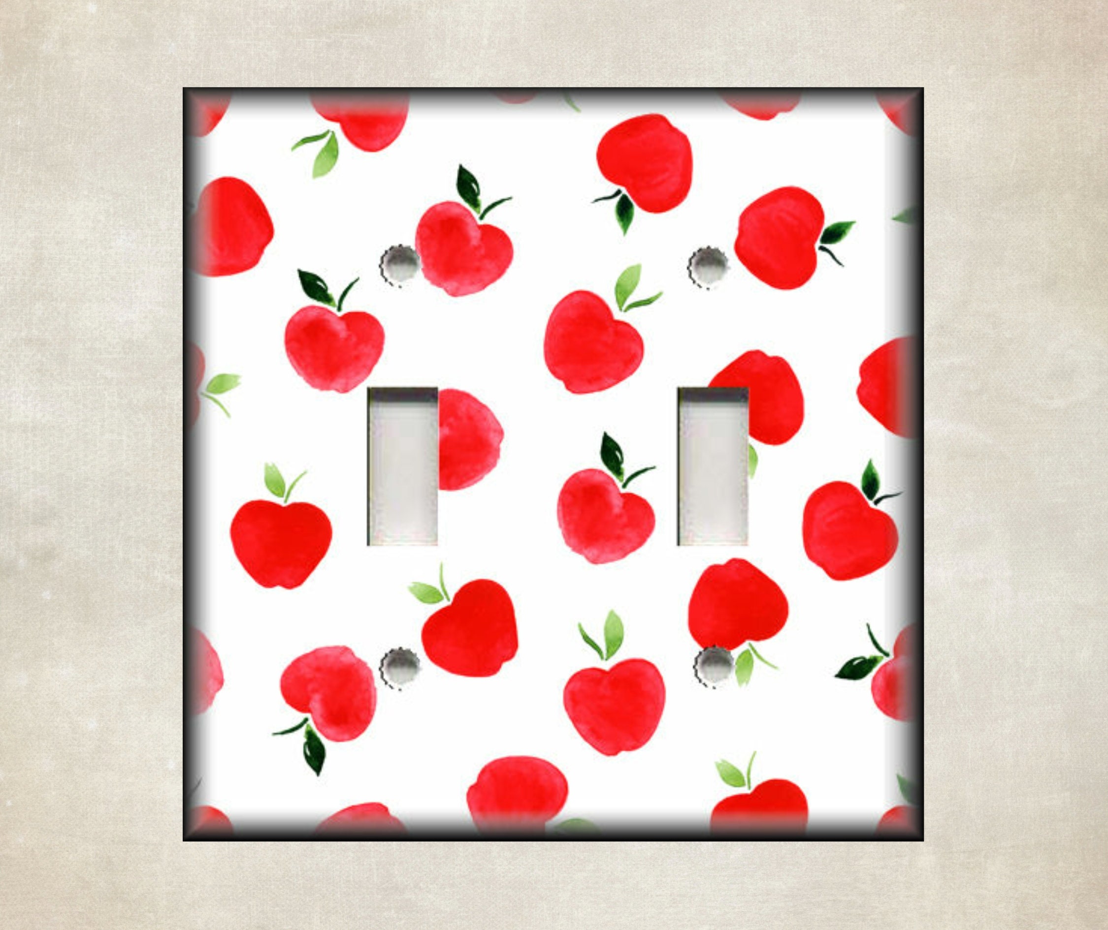 RED APPLES WITH APPLE BLOSSOMS KITCHEN HOME DECOR LIGHT SWITCH PLATES OR OUTLETS 