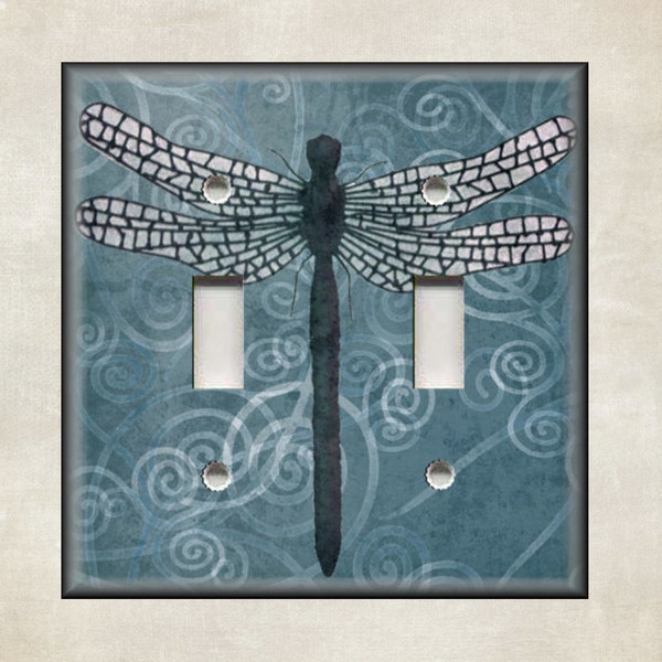 Dragonfly Home Decor Blue Swirl Dragonfly Home Decor - Metal Switch Plate Covers - Switch Plate Covers Outlet Covers - Free Shipping