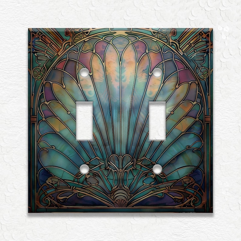 Antique Shell Design Vintage Art Nouveau Design Metal Light Switch Plate Covers And Outlet Covers - Home Decor - Art Nouveau Home Decor afbeelding 1