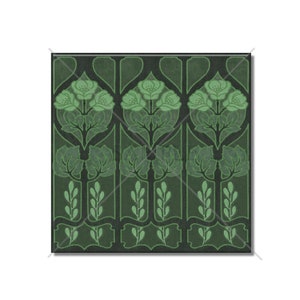 Vintage Art Nouveau Design Tile Dark Green Ceramic Tile - William Morris Design Ceramic Tile Kitchen Backsplash Tile - Bathroom Wall Tiles
