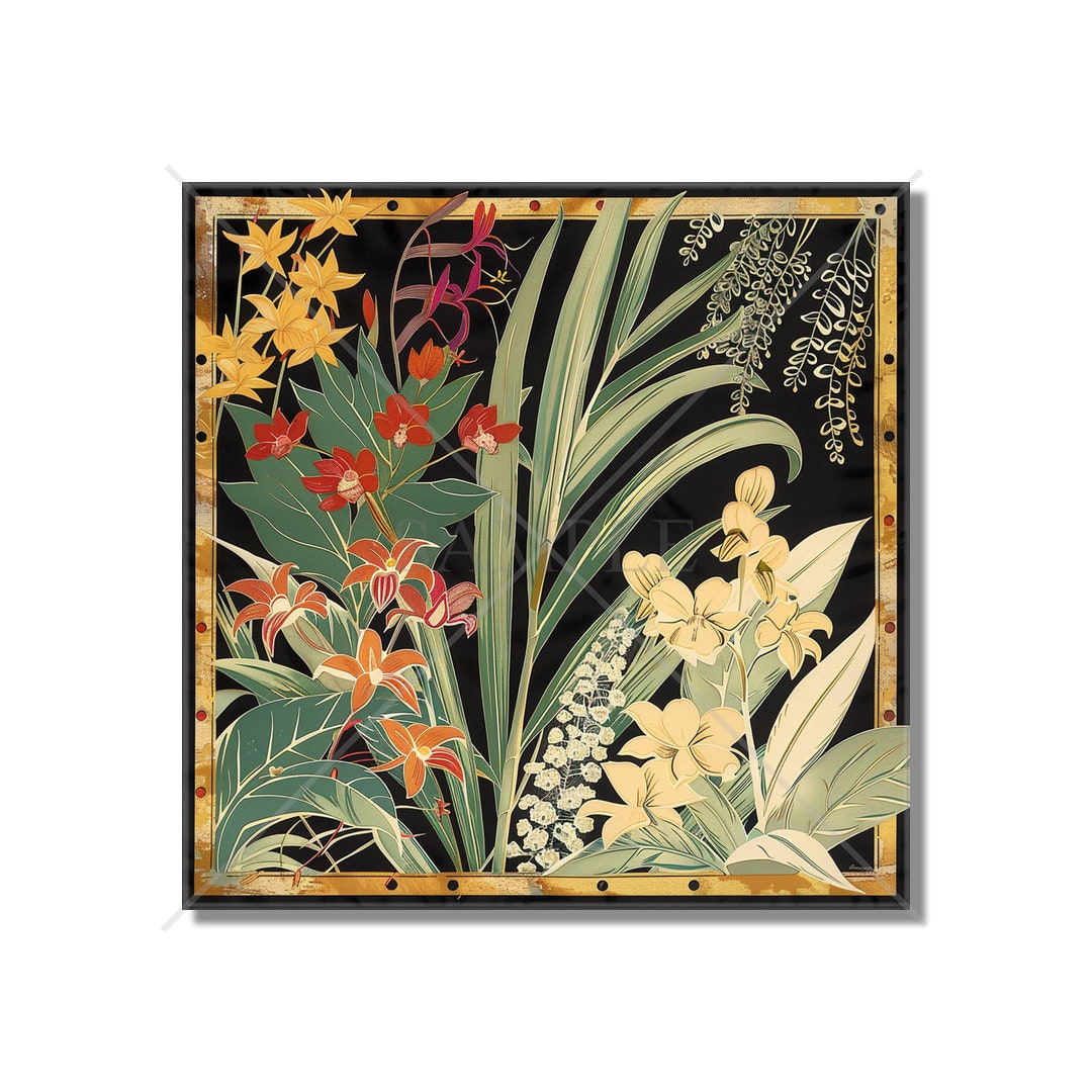 Ceramic Tile Moody Botanical Flower Design - Kitchen Backsplash Tile ...