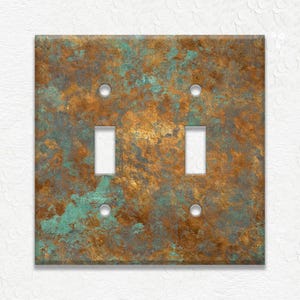Metal Light Switch Plate Cover - Image Of Aged Copper - Patina Design - Home Decor Rustic Decor - Wallplates Outlets Rocker - Free Shipping