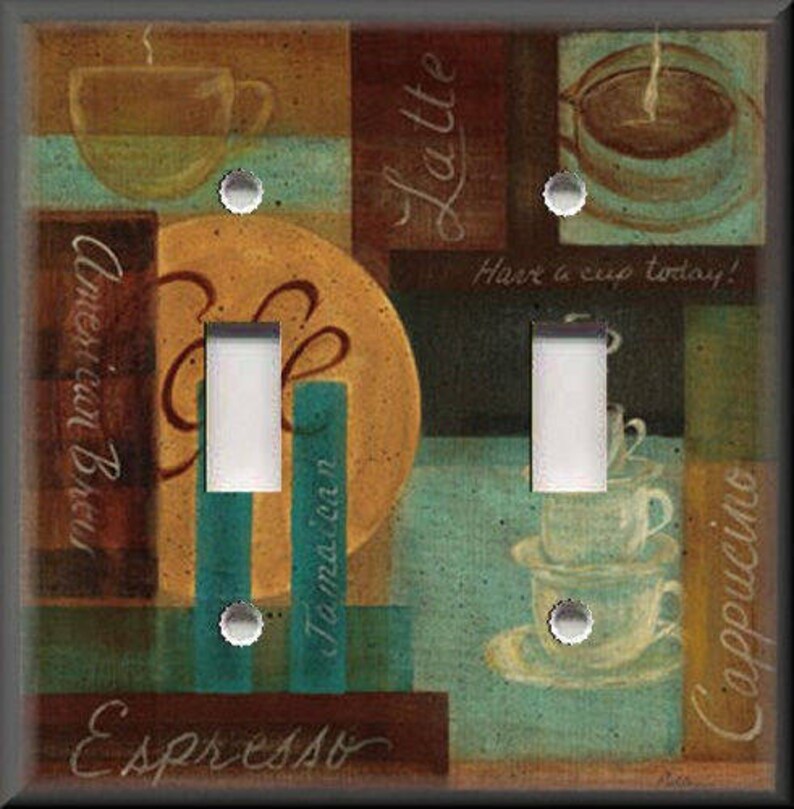 Metal Light Switch Plate Cover Cafe Kitchen Decor Coffee Etsy