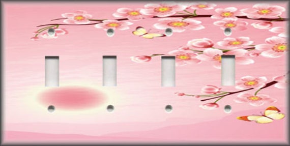 JAPANESE PINK SAKURA CHERRY FLOWERS BLOSSOM SINGLE GFCI LIGHT SWITCH PLATE COVER