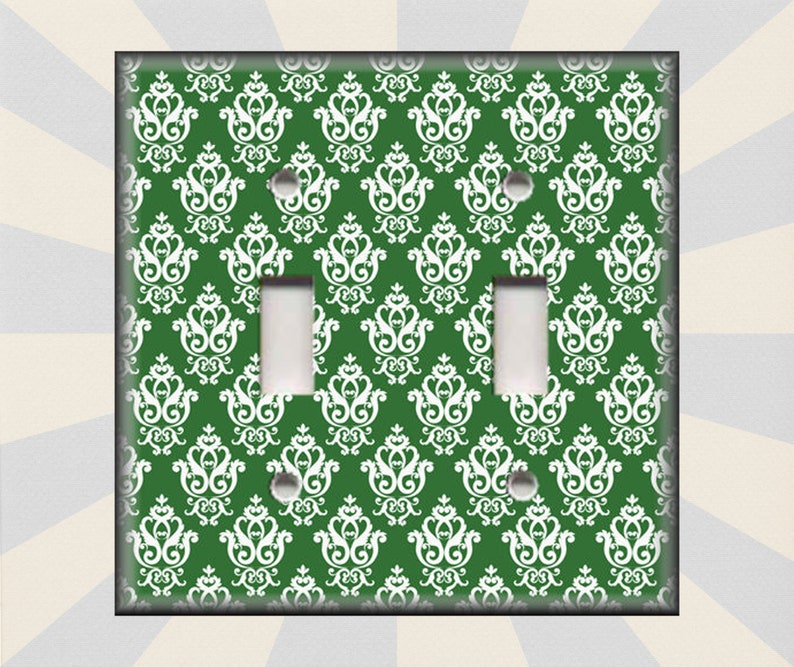 Switch Plates And Outlet Covers Triple Toggle French Damask Decor Free Shipping Metal Light Switch Cover Dark Green Pattern Decor