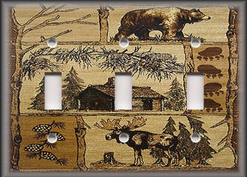 CABIN BEAR MOOSE HOME WALL DECOR OUTLET COVER 