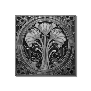 Ceramic Tile Gray Vintage Art Nouveau Design Kitchen Backsplash Tile - Bathroom Tile - Antique Reproduction Tile - Ceramic Fireplace Tile