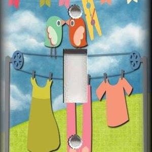 Metal Light Switch Plate Cover Laundry Day Birds Laundry Etsy