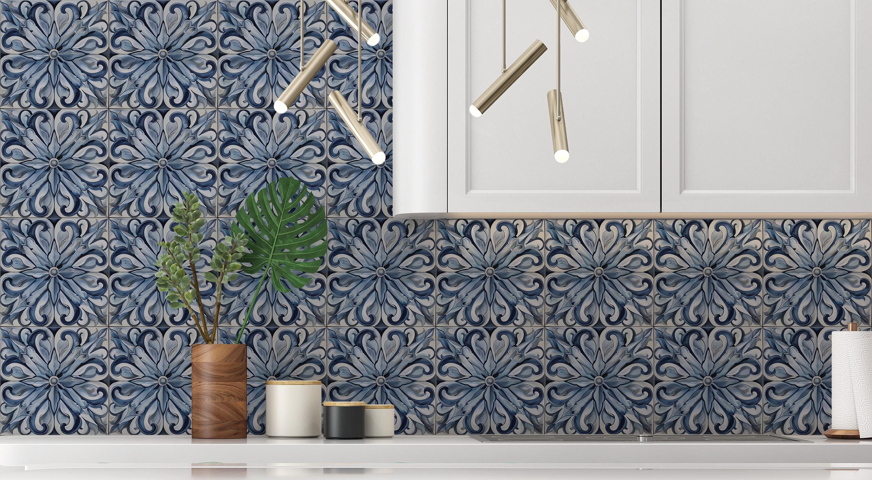 Blue Gray Ceramic Tile - Vintage Moroccan Tile Design - Kitchen ...