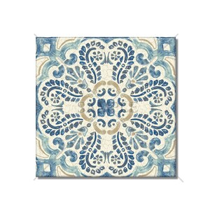 Blue And Tan Patterned Ceramic Tile - Multi Colored Vintage Design Ceramic Kitchen Backsplash Tile - Ceramic Bathroom Wall Tiles