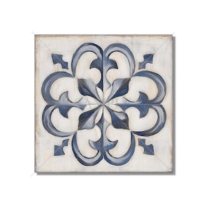 Blue Gray Beige Ceramic Tile - Vintage Aged Design Tile Backsplash - Blue Kitchen Tile - Unique Fireplace Tile - Patterned Bathroom Tile