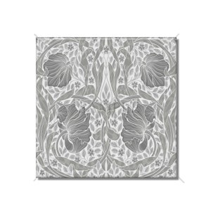 Vintage Art Nouveau William Morris Pimpernel Gray And White Ceramic Tile Kitchen Backsplash Tile - Floral Ceramic Bathroom Wall Tiles