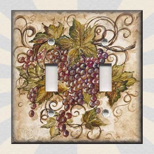 Tuscan Grapes Decor Grapes Kitchen - Metal Light Switch Plate Cover - Tuscan Kitchen Decor Red Switch Plates And Outlet Covers Free Shipping