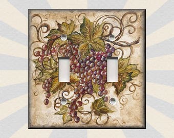 Tuscan Grapes Decor Grapes Kitchen - Metal Light Switch Plate Cover - Tuscan Kitchen Decor Red Switch Plates And Outlet Covers Free Shipping