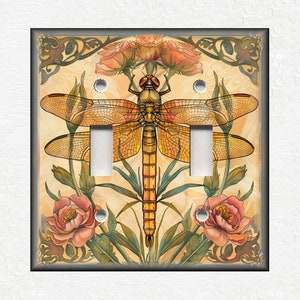 Botanical Dragonfly Design Vintage Metal Switch Plate Covers And Outlet Covers Unique Light Switch Plate Covers Outlet Covers - Wall Plates