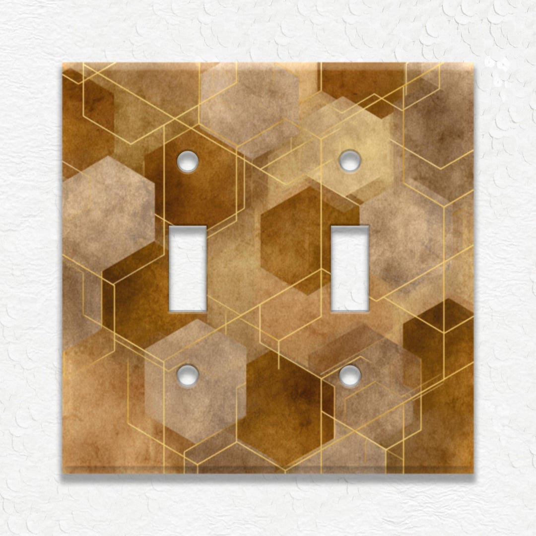 Abstract Art Geometric Tan Design Metal Light Switch Covers and Outlet ...