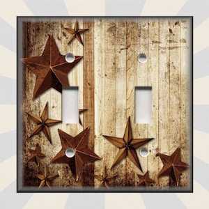 Farmhouse Decor Barn Wood Barn Stars Design Barn Star Decor - Metal Light Switch Plate Cover - Switch Plates Outlet Covers - Home Decor