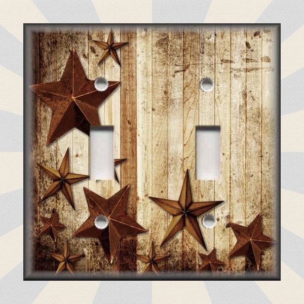 Farmhouse Decor Barn Wood Barn Stars Design Barn Star Decor - Metal Light Switch Plate Cover - Switch Plates Outlet Covers - Home Decor